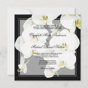 Black and White Orchid Wedding Invitations