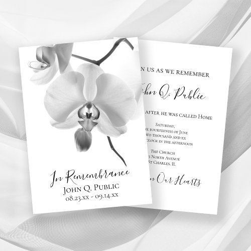 Black and White Orchids Death Anniversary Memorial Invitation