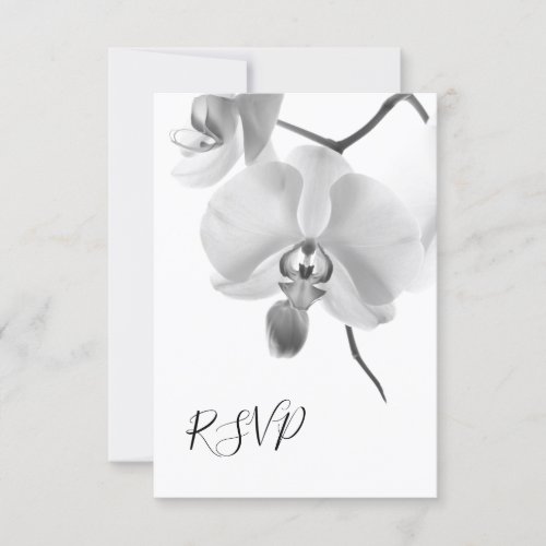 Black and White Orchids Floral Wedding RSVP