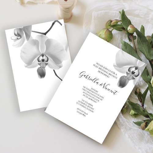 Black and White Orchids Post Wedding Brunch Invitation