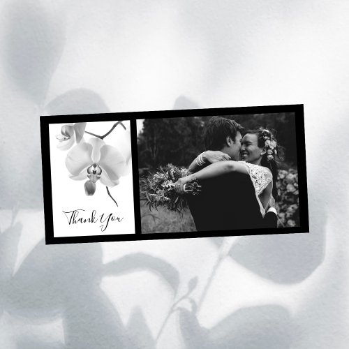 Black and White Orchids Thank You Photo Card