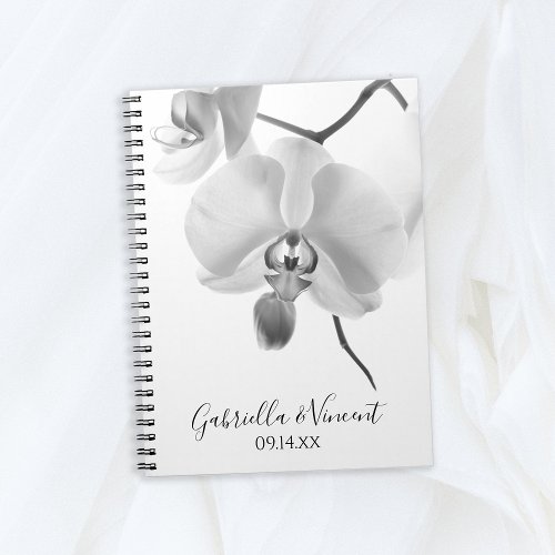 Black and White Orchids Wedding Guest Book