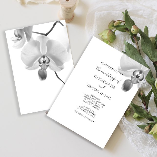 Black and White Orchids Wedding Invitation (Perfect inspo for your elegant marriage ceremony and reception)