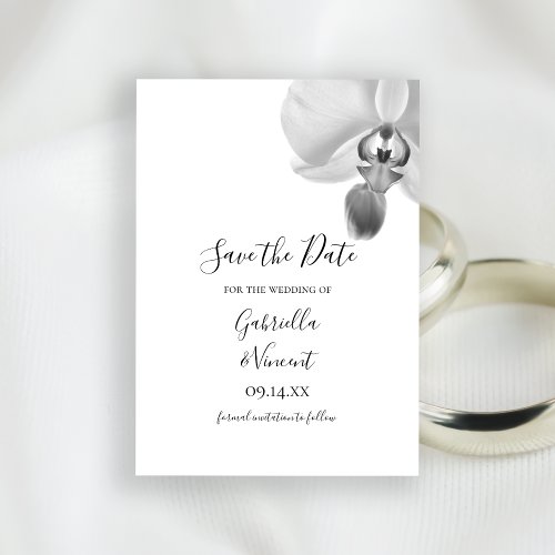 Black and White Orchids Wedding Save the Date