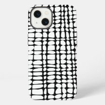 Black and White Organic Grid Pattern Abstract Art
