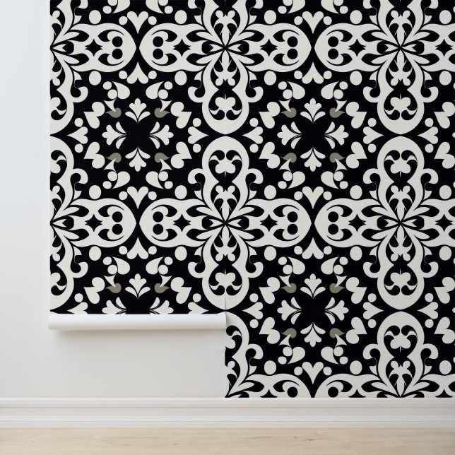 Black and white oriental decor wallpaper  (Application)