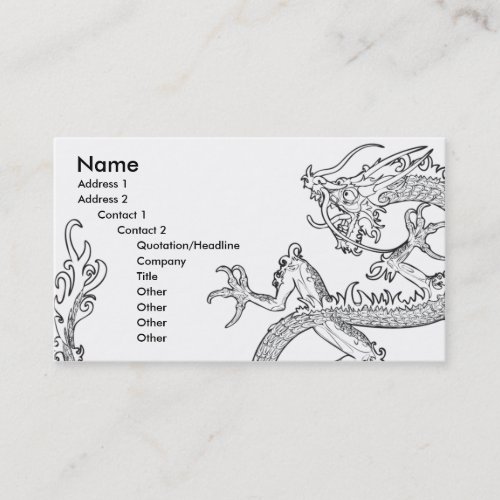 black and white oriental dragon business card