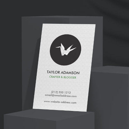Black And White Origami Crane Logo Business Card