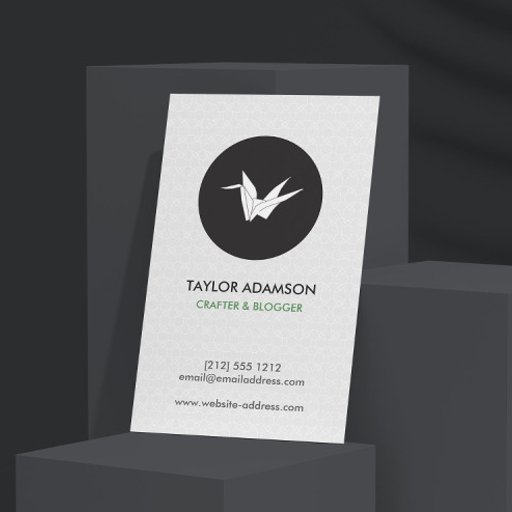 Customizable B&amp;W Vintage Patterned Origami Crane Business Card