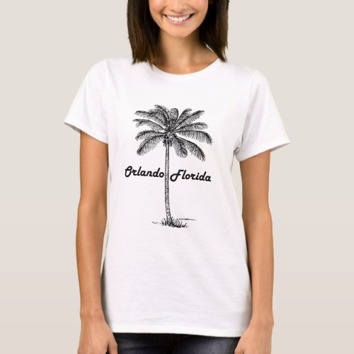 Black and White Orlando  Palm design T_Shirt