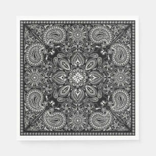 Black and White Ornate Bandana Napkins