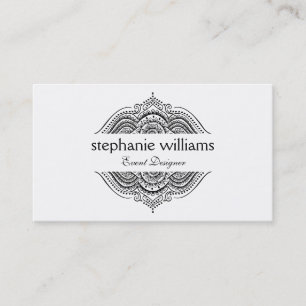 Black And White Ornate Floral Frame Lace Business Card