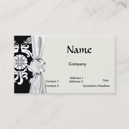 black and white ornate funky damask business card