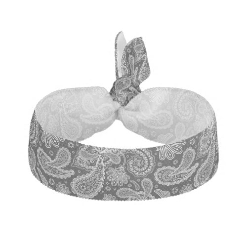 Black And White Ornate Paisley Pattern Elastic Hair Tie