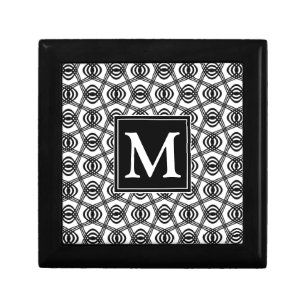 Black and White Ornate Pattern Monogrammed Gift Box