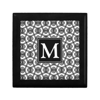 Black and White Ornate Pattern Monogrammed Gift Box