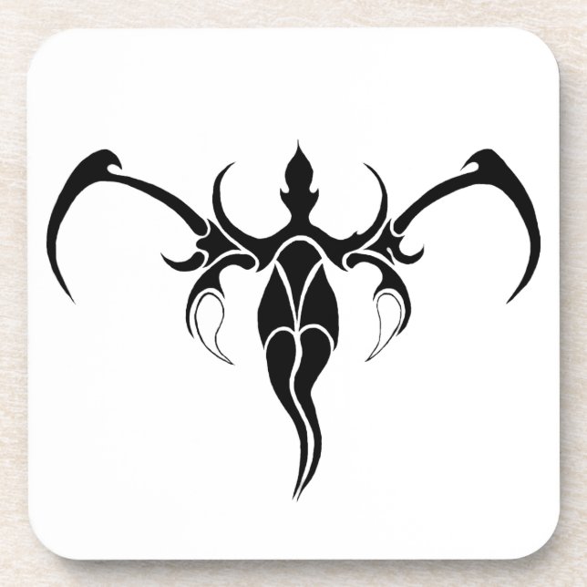 Black and White Ornate Tribal Elephant Mandala Beverage Coaster (Front)