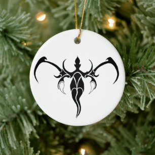 Black and White Ornate Tribal Elephant Mandala Ceramic Ornament