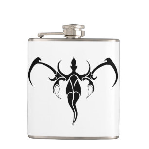 Black and White Ornate Tribal Elephant Mandala Flask