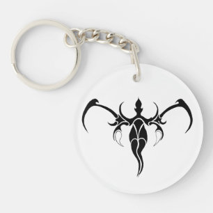 Black and White Ornate Tribal Elephant Mandala Keychain