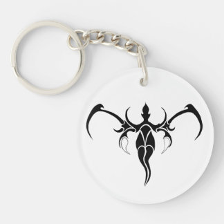 Black and White Ornate Tribal Elephant Mandala Keychain