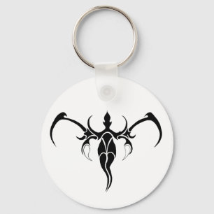 Black and White Ornate Tribal Elephant Mandala Keychain
