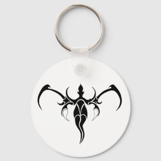 Black and White Ornate Tribal Elephant Mandala Keychain