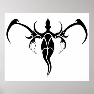 Black and White Ornate Tribal Elephant Mandala Poster