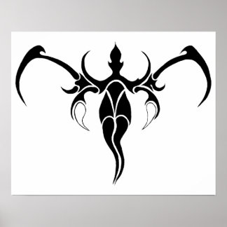Black and White Ornate Tribal Elephant Mandala Poster