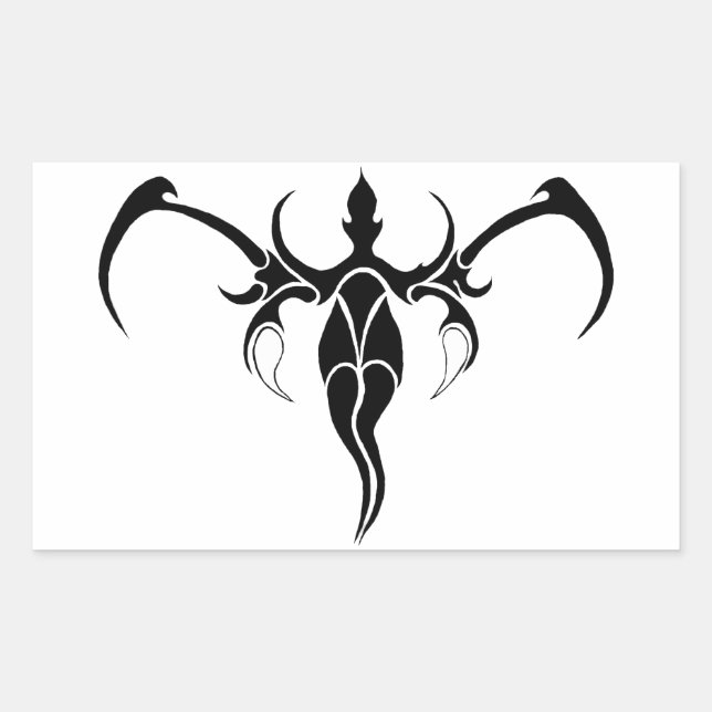 Black and White Ornate Tribal Elephant Mandala Rectangular Sticker (Front)