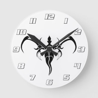Black and White Ornate Tribal Elephant Mandala Round Clock