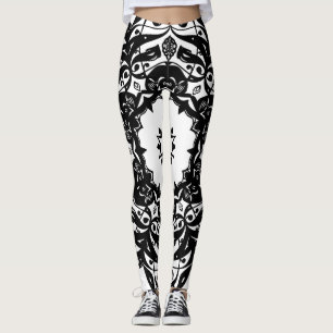 Black and White Ornements Leggins Leggings