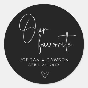 Black and White Our Favorite Wedding Favor Sticker