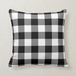 Black and White Outdoor Gingham Buffalo Check Patt Throw Pillow