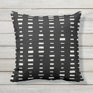 Giant White on Black and Orange Striped Polka Dot Pattern | Throw Pillow