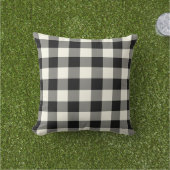 Black and White Outdoor Pillows - Gingham Pattern (Grass)