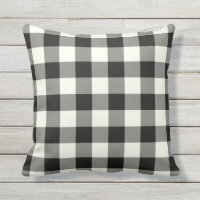 Black and White Outdoor Pillows - Gingham Pattern