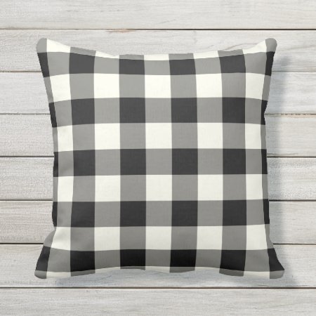 Black And White Outdoor Pillows - Gingham Pattern