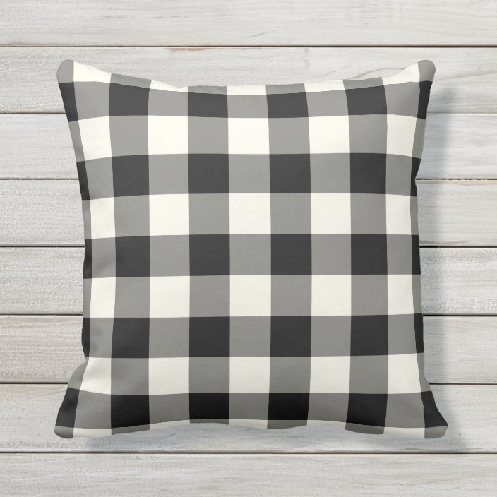 Black And White Outdoor Pillows Gingham Pattern Zazzle White Outdoor Pillows Gingham Pattern