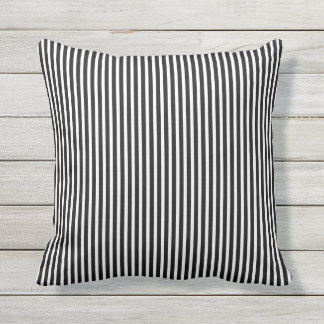 Black and White Outdoor Pillows - Oxford Stripe