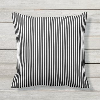 Black And White Outdoor Pillows - Oxford Stripe by Richard__Stone at Zazzle
