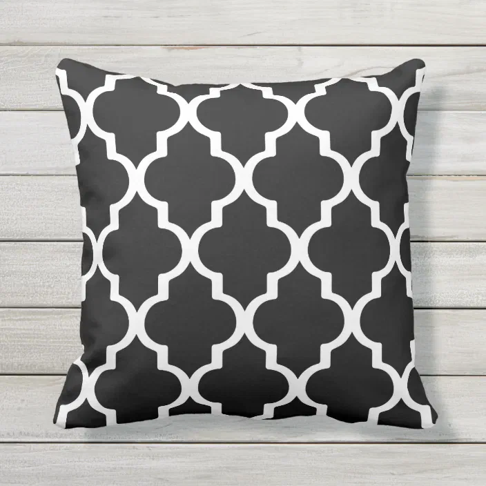 My Happy Place Outdoor Pillow 16" USA Grey Trellis White Indoor Outdoor Pillows