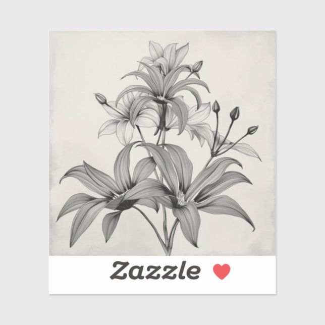black and white outline art of endangered plant  sticker (Sheet)