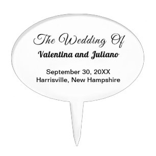 Black and White Oval Wedding Cake Topper