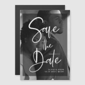 Black and White Overlay | Photo Save the Date Magnetic Invitation (Front/Back)