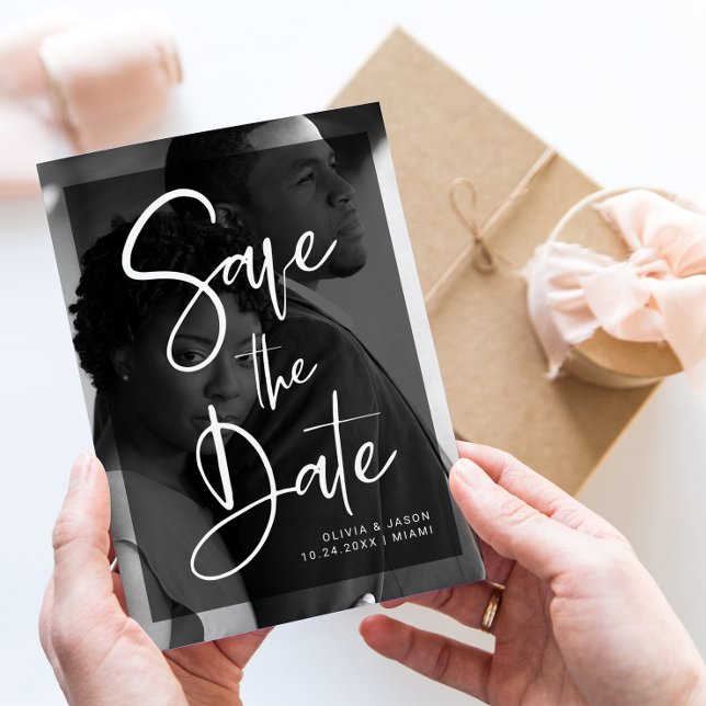 Black and White Overlay | Photo Save the Date Magnetic Invitation