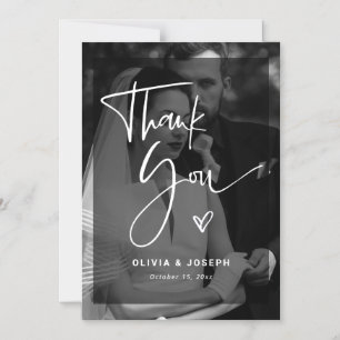 Black and White Overlay Photo Wedding Thank You Magnetic Invitation