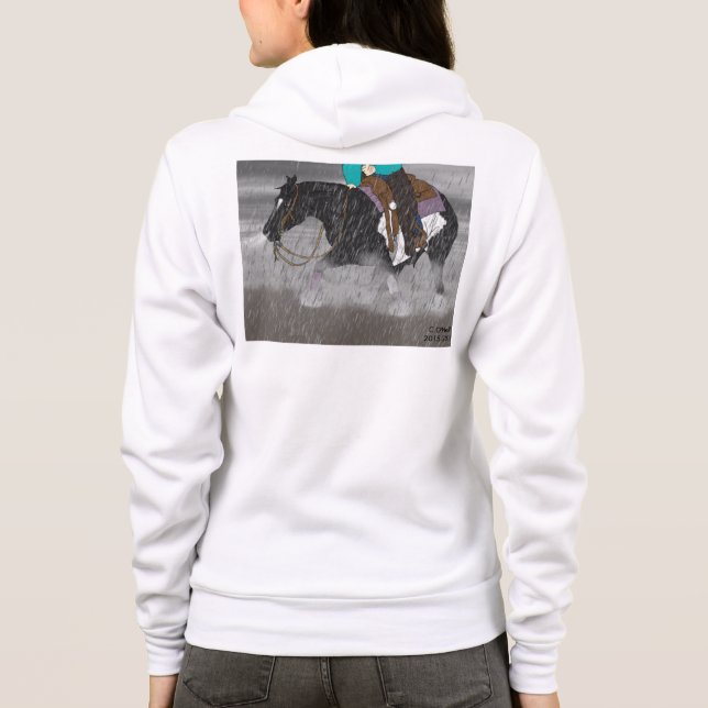 Black and White Overo Horse Stallion Hoodie (Back)