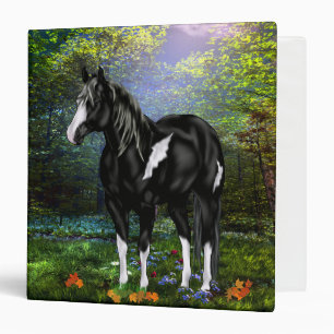 Black and White Overo Paint Horse 3 Ring Binder