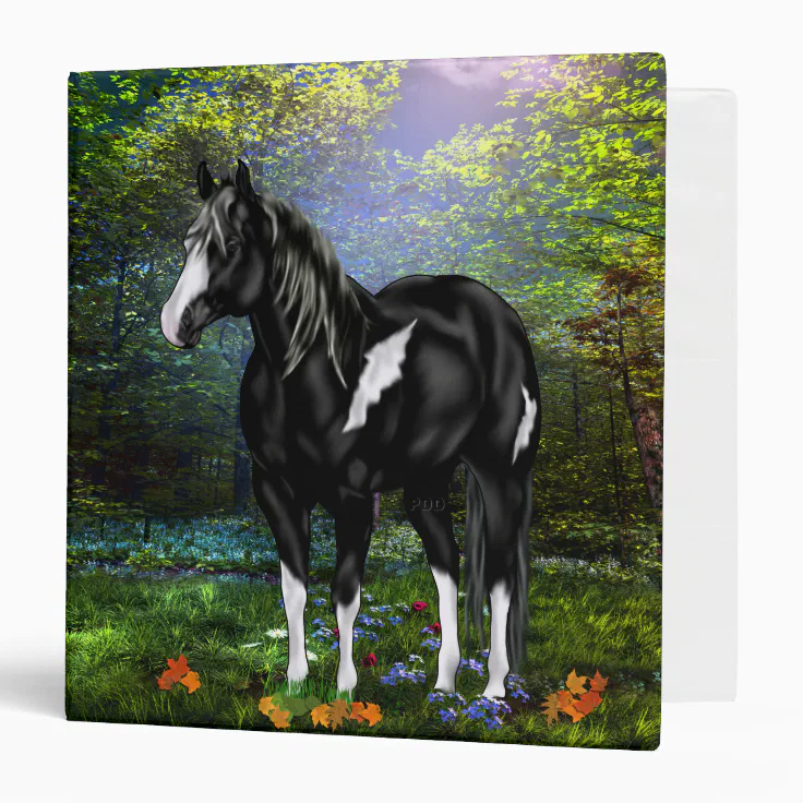 Black and White Overo Paint Horse 3 Ring Binder Zazzle